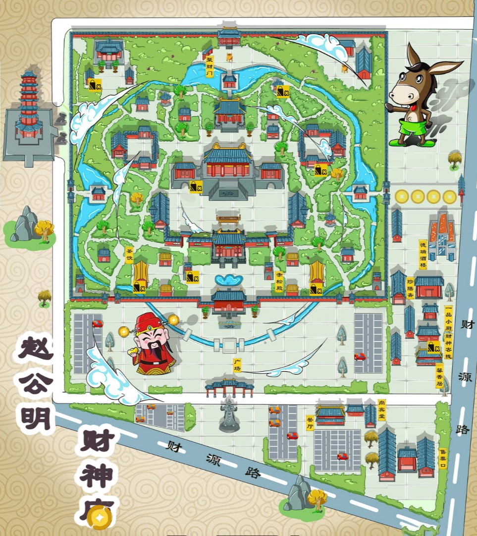 杂多寺庙类手绘地图